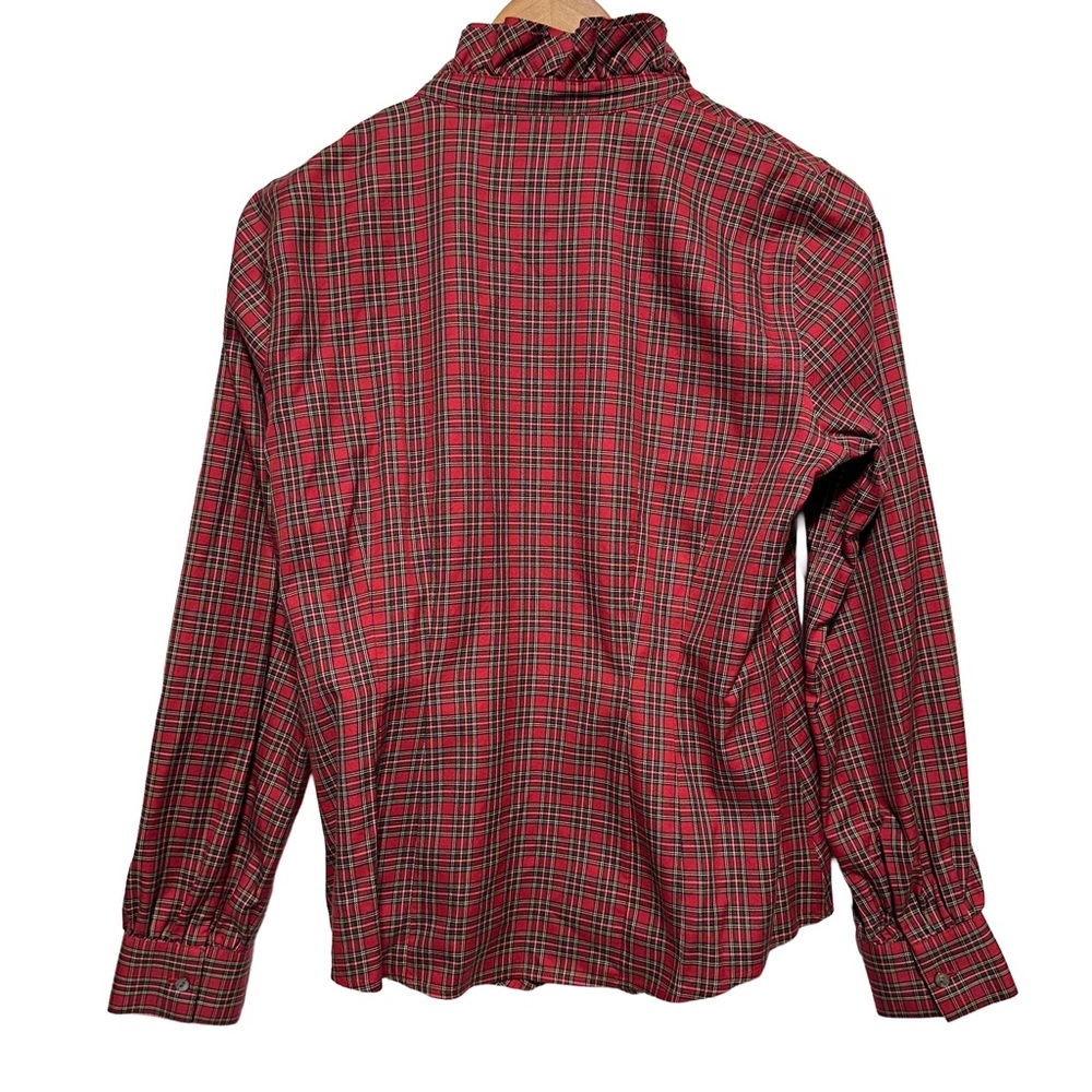 BROOKS BROTHERS Ruffle Tartan Blouse Quiet Luxury Old Money Equestrian - Picture 3 of 7